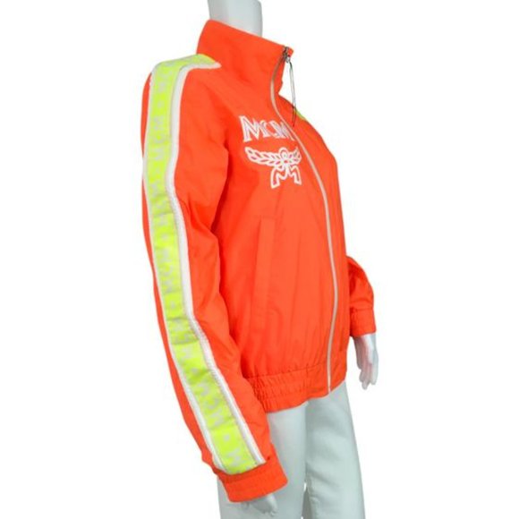 MCM Women Set Bomber Jackets Orange Color Print Logo gi - Picture 3 of 5